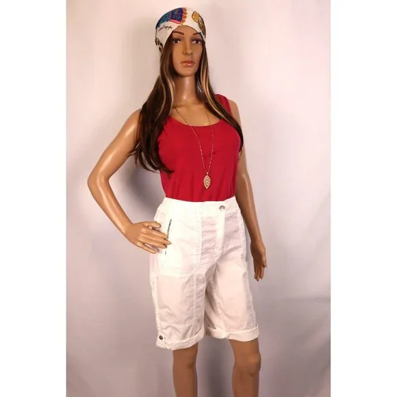 Chico's White Bermuda Shorts Mid-rise Waistband Casual Size 1 - Picture 1 of 12